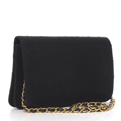 Chanel Jersey Quilted Wallet On Chain WOC Black 2 of 10