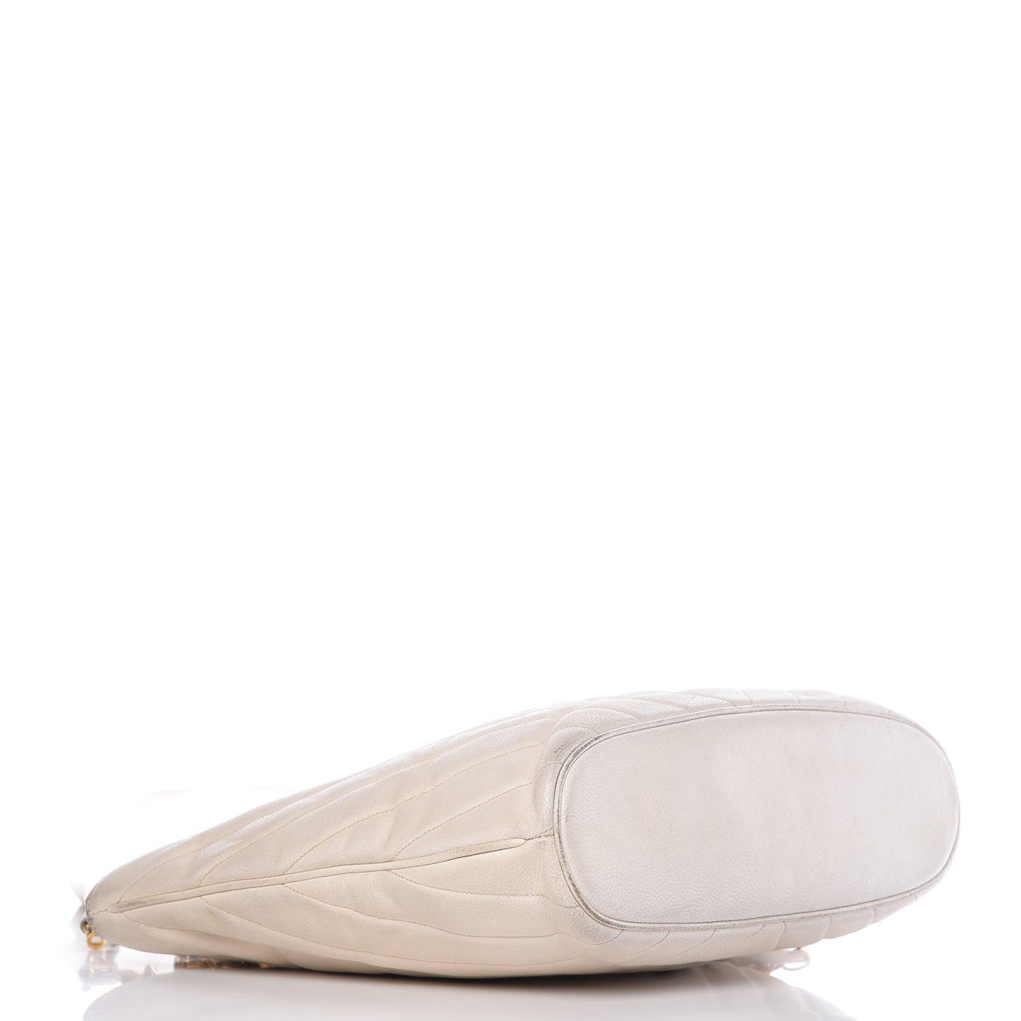 Caviar Chevron Quilted Shoulder Bag White