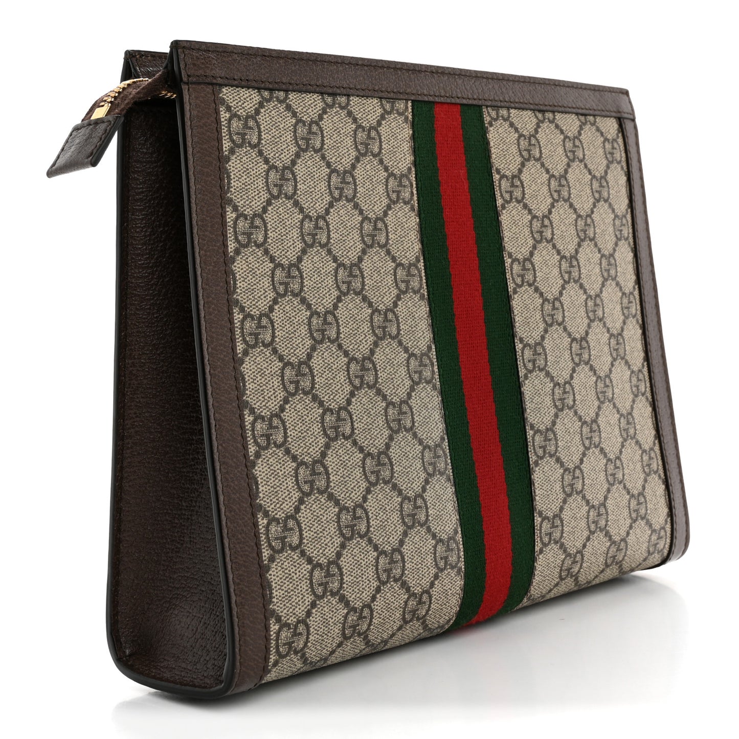GG Supreme Monogram Web Ophidia Pouch Brown