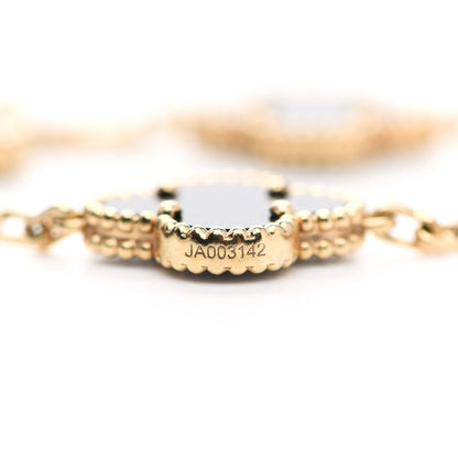 Van Cleef & Arpels 18K Yellow Gold Black Onyx 5 Motifs Vintage Alhambra Bracelet 4 of 5