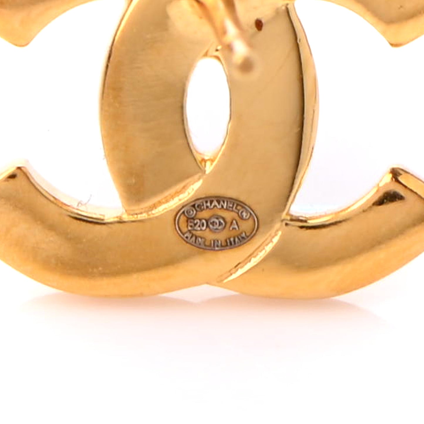 Metal CC Paris Button Stud Earrings Gold