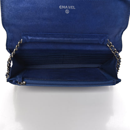 Chanel Iridescent Calfskin Quilted Wallet on Chain WOC Blue 5 of 14