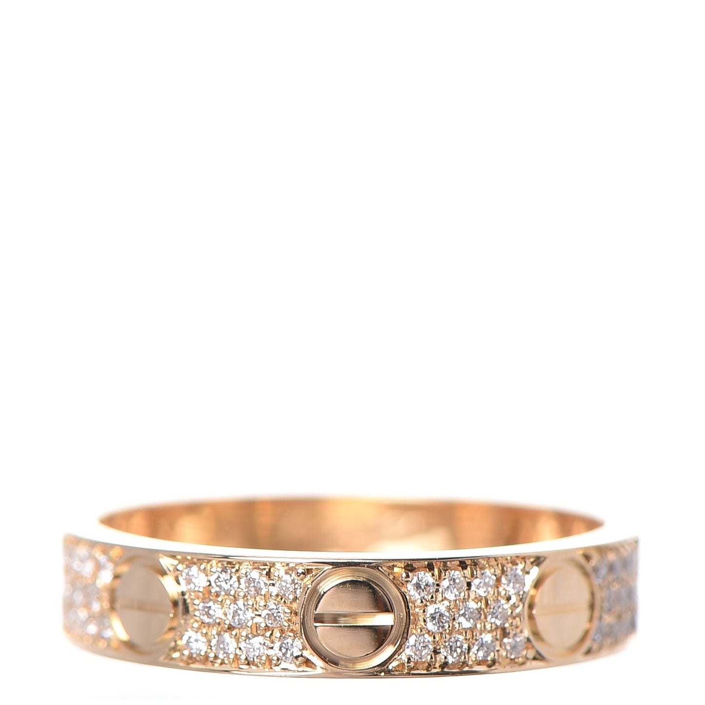 18K Yellow Gold Diamond 4mm LOVE Wedding Paved Band Ring 47 4