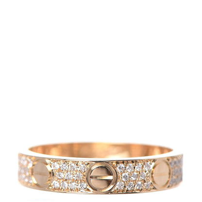 Cartier 18K Yellow Gold Diamond 4mm LOVE Wedding Paved Band Ring 47 4 3 of 5