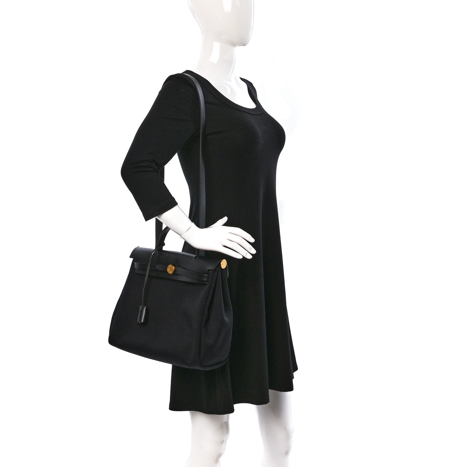 Hermes Military Toile Vache Hunter Herbag Zip PM 31 Black 2 of 13