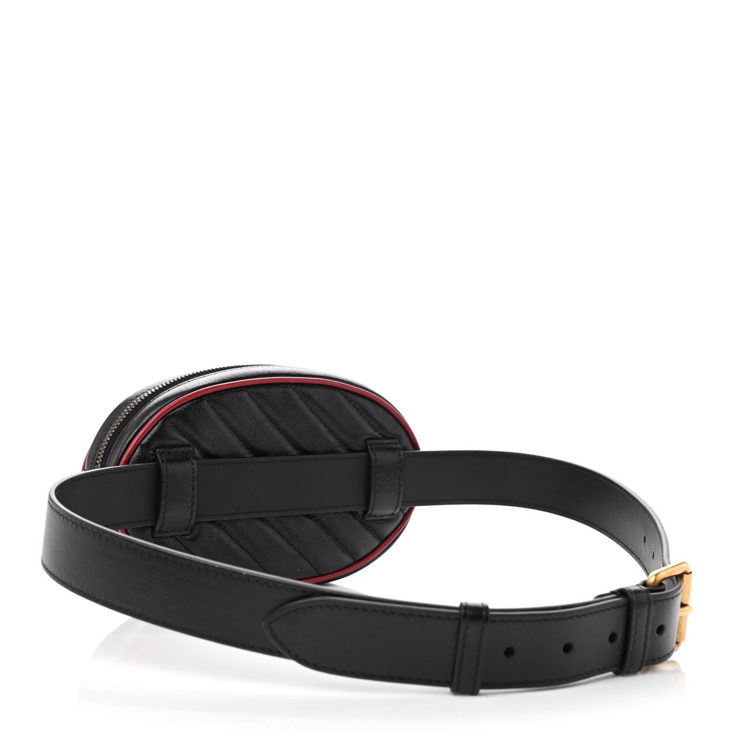 Gucci Azalea Calfskin Matelasse Diagonal Torchon GG Marmont Belt Bag 85 34 Black Romantic Cerise 3 of 8