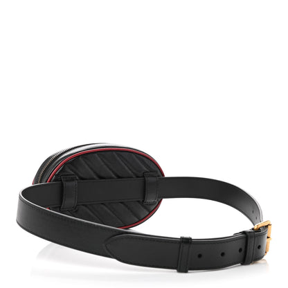 Gucci Azalea Calfskin Matelasse Diagonal Torchon GG Marmont Belt Bag 85 34 Black Romantic Cerise 3 of 8