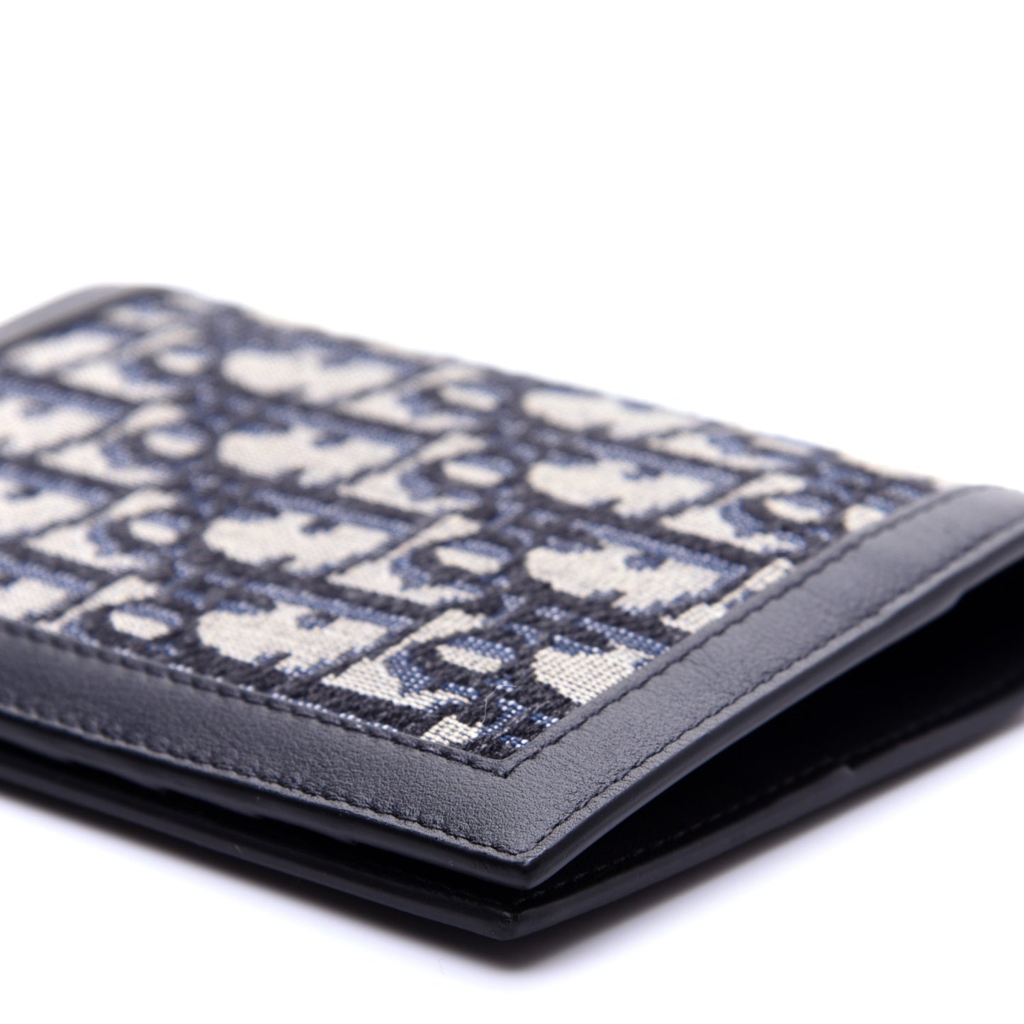 Calfskin Oblique Passport Holder Blue