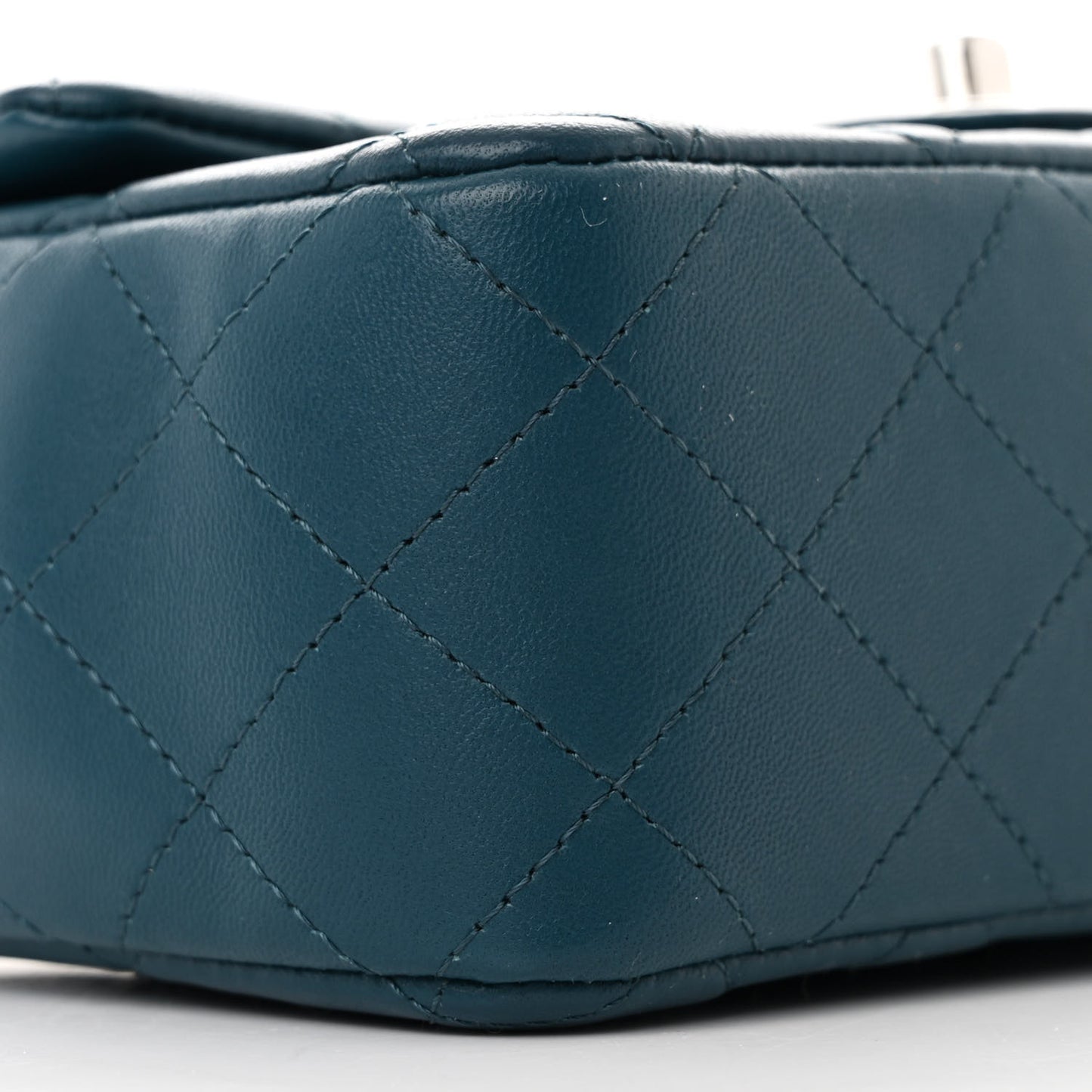 Lambskin Quilted Mini Rectangular Flap Dark Blue