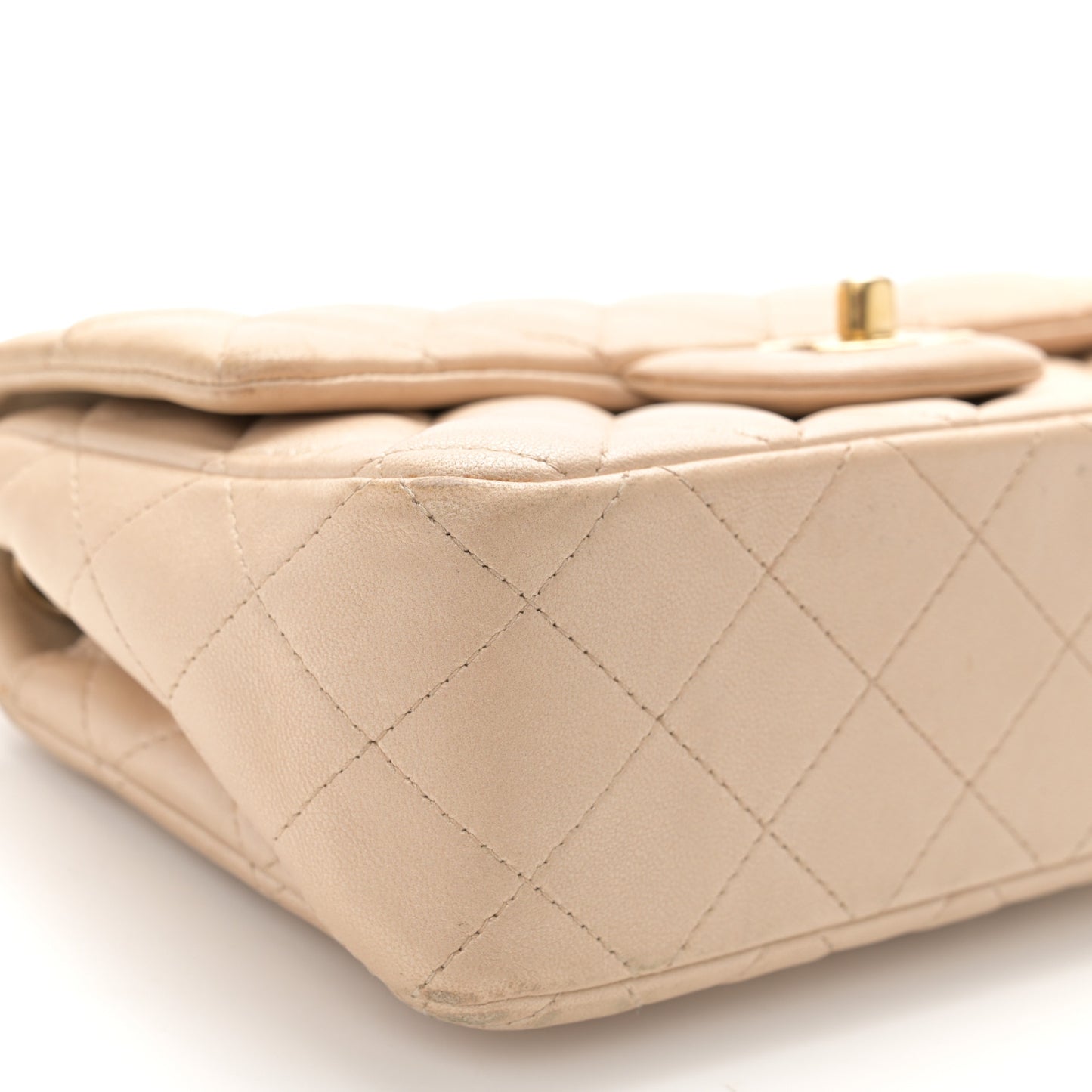 Metallic Lambskin Quilted Mini Rectangular Flap Gold