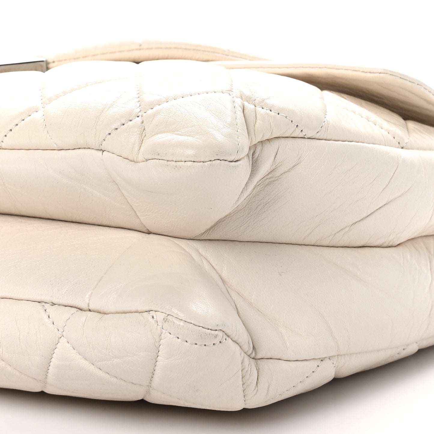 Lambskin Quilted Padded Envelope Flap White