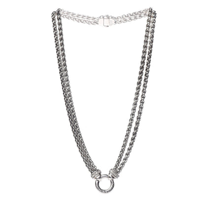David Yurman Sterling Silver Diamond 18mm Double Wheat Chain Necklace 3 of 5