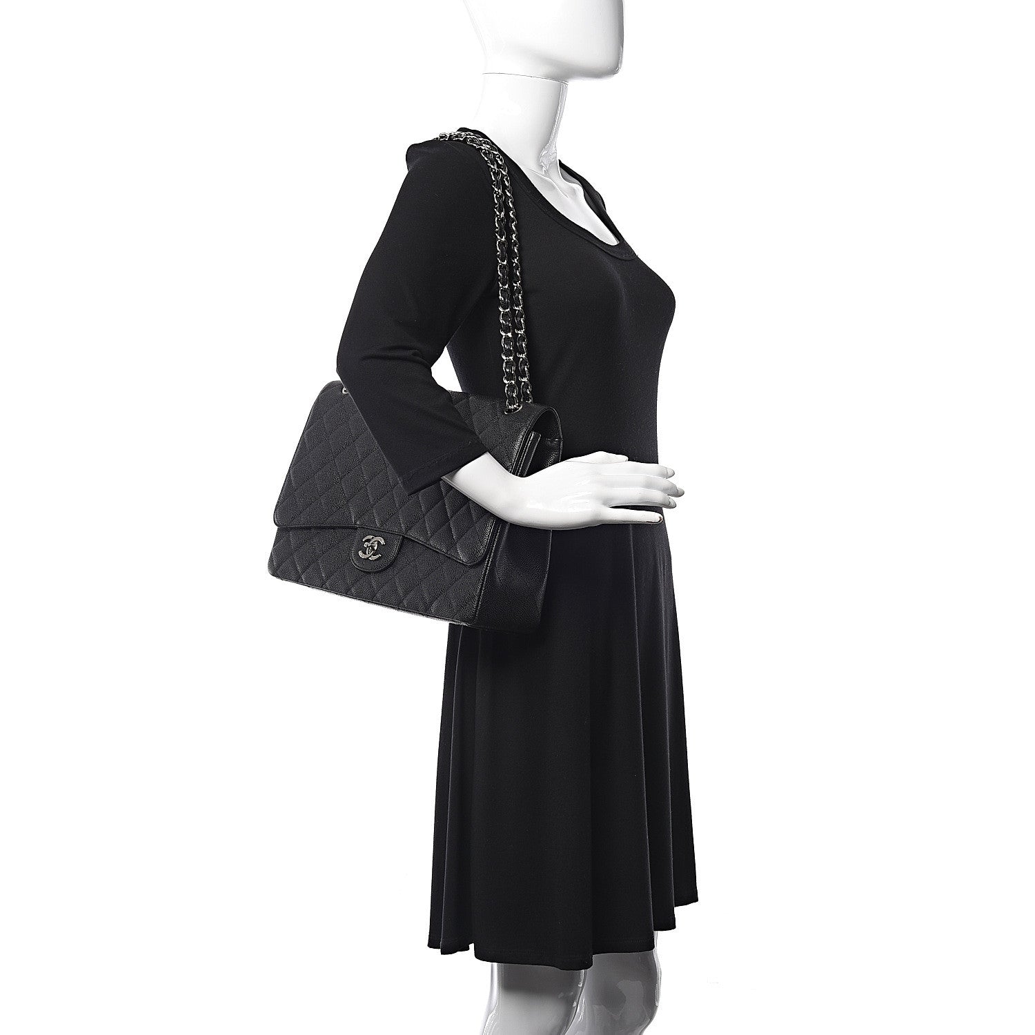 Chanel Caviar Quilted Maxi Single Flap Black 2 of 12
