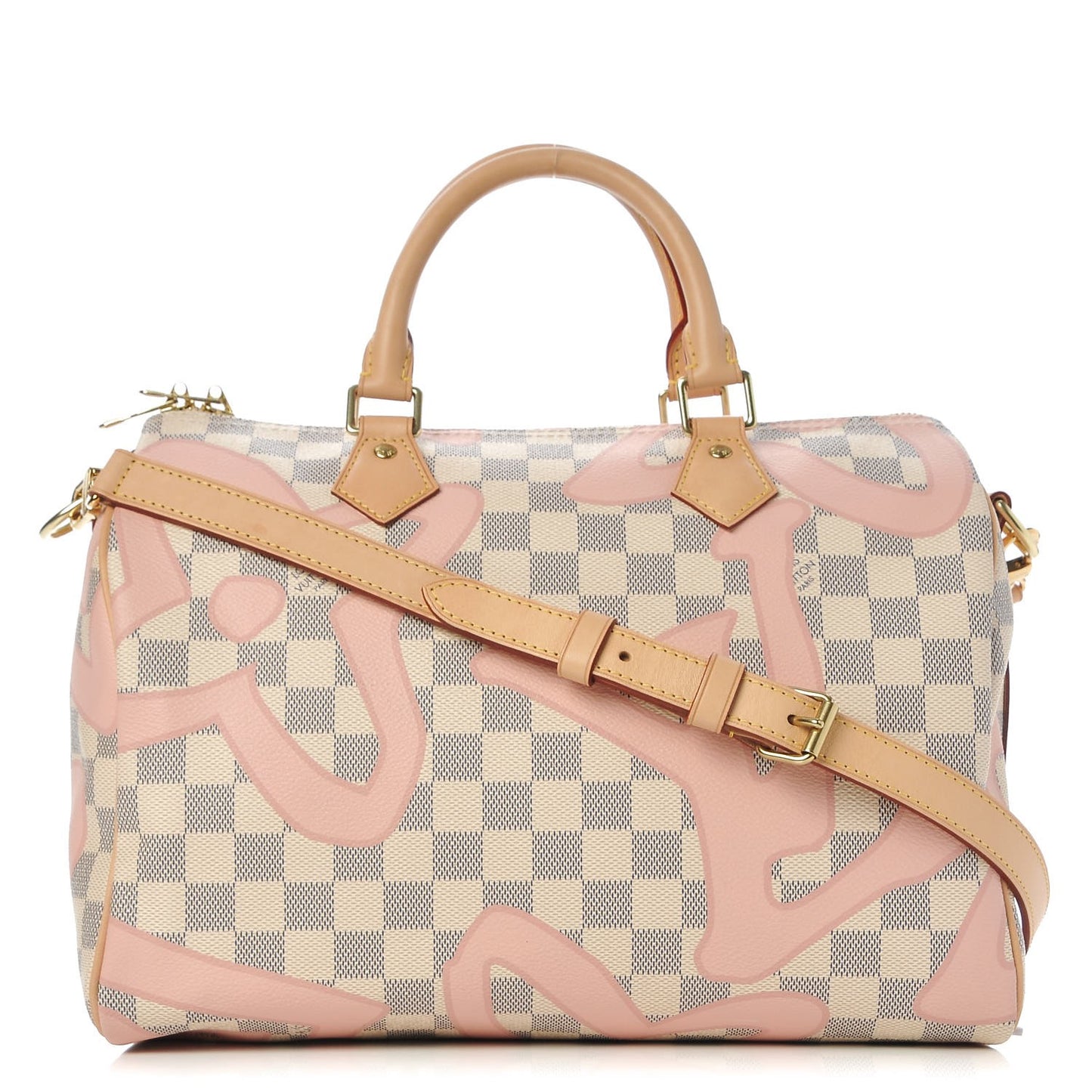 Damier Azur Tahitienne Speedy Bandouliere 30 Rose Ballerine