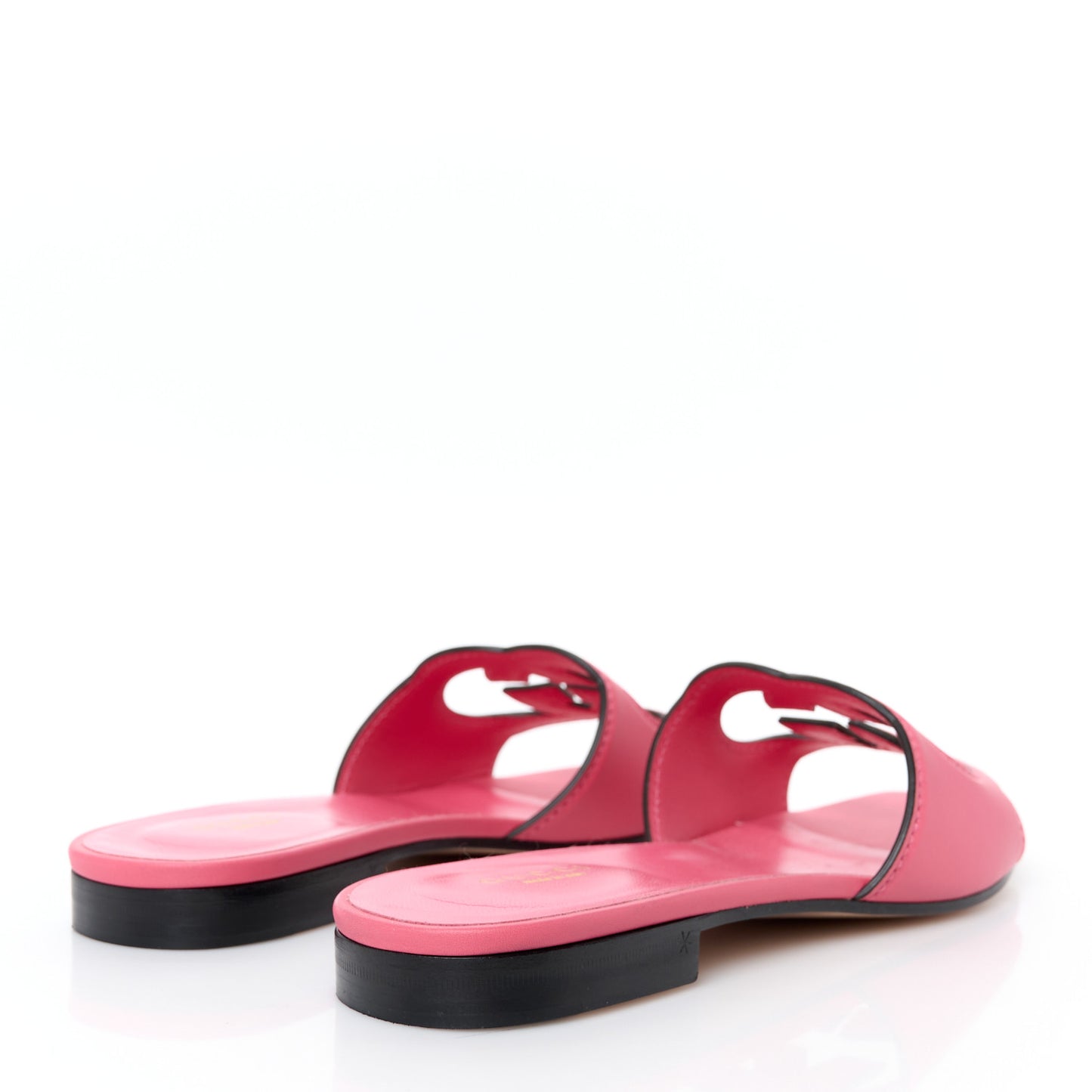 Cosmos Softy Calfskin Interlocking G Cut Out Slide Sandals 38 Rhodamine Pink
