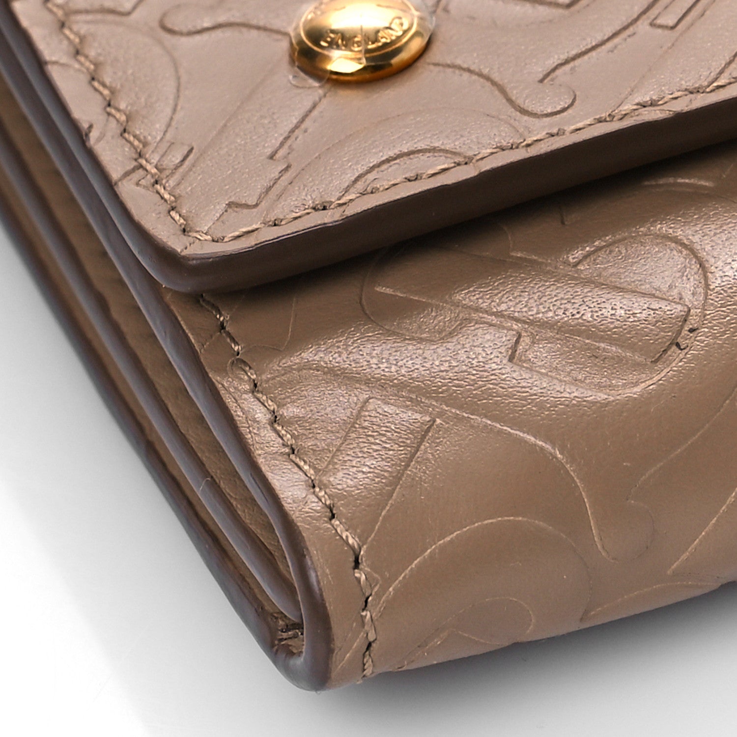 Burberry Calfskin Embossed Monogram Crossbody Light Camel 7 of 8