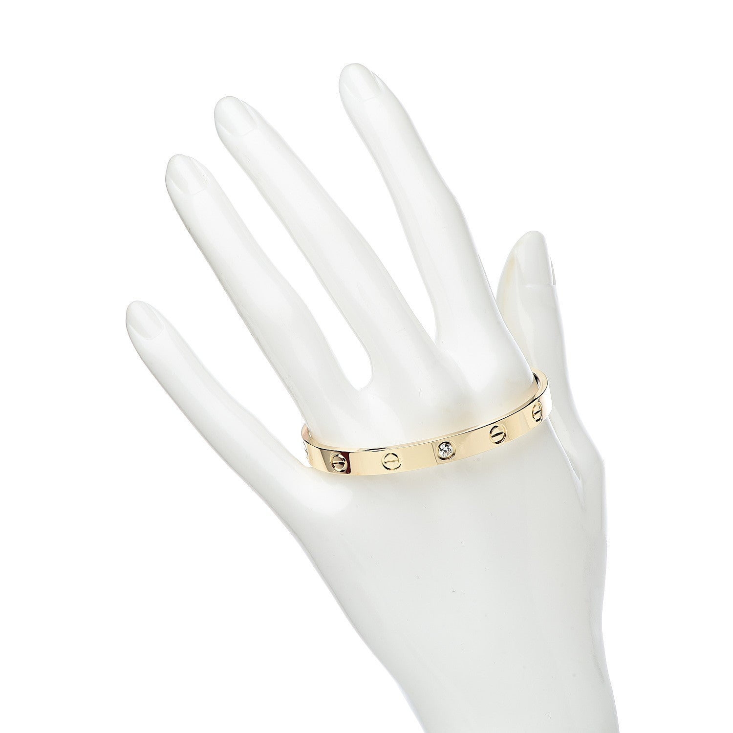 Cartier 18K Yellow Gold 1 Diamond LOVE Cuff Bracelet 16 2 of 6