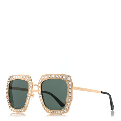 Gucci Metal Acetate Crystal Oversize GG0115S Sunglasses Gold 1 of 9