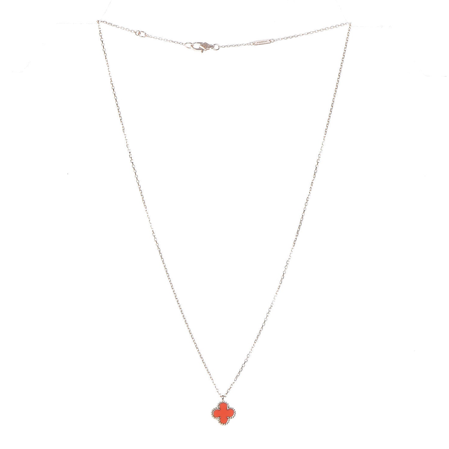 18K Rose Gold Carnelian Sweet Alhambra Pendant Necklace