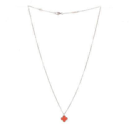 Van Cleef & Arpels 18K Rose Gold Carnelian Sweet Alhambra Pendant Necklace 3 of 6