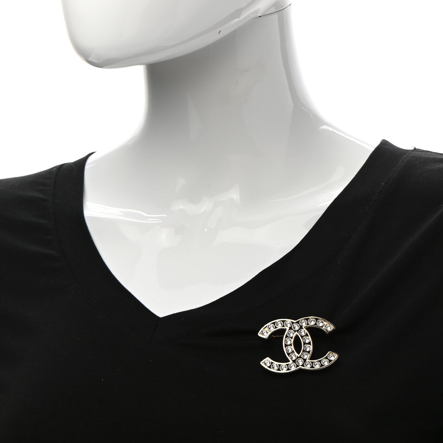 Crystal CC Brooch Light Gold