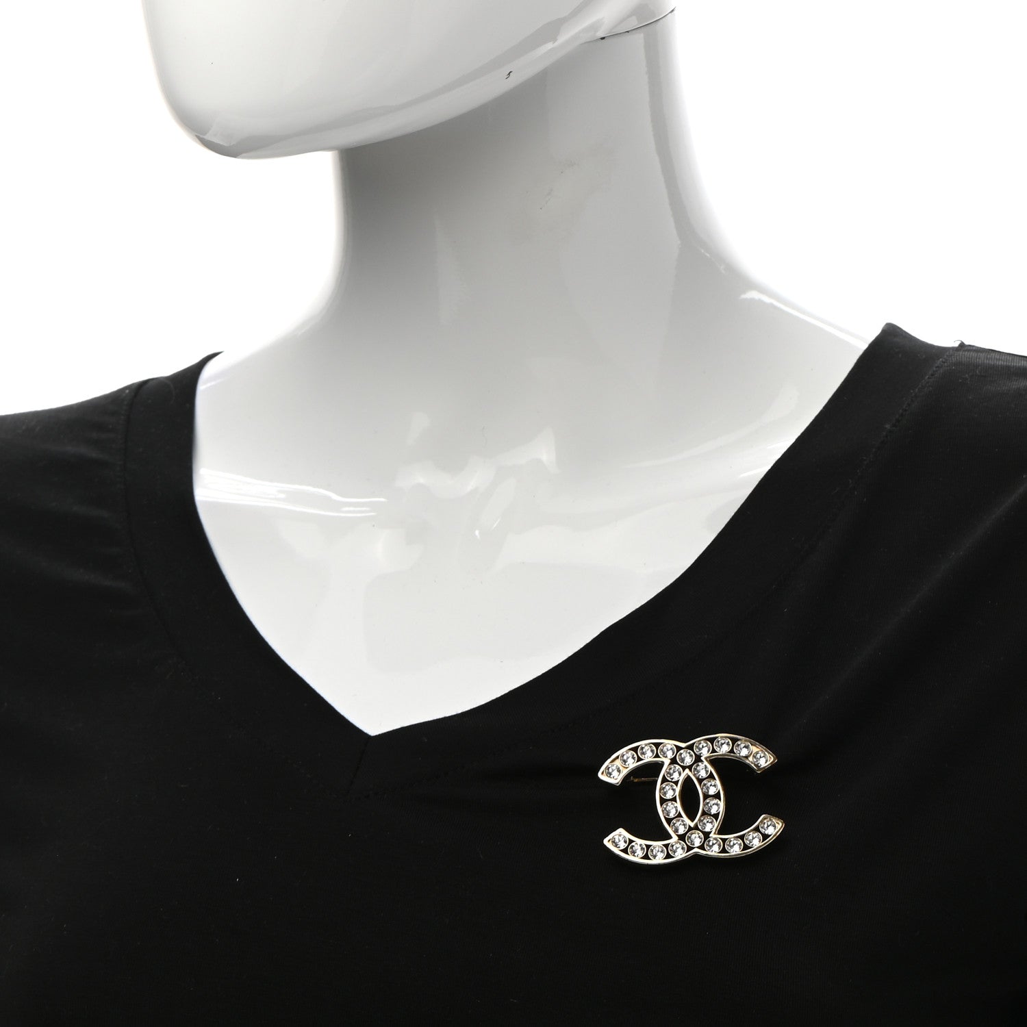Chanel Crystal CC Brooch Light Gold 1 of 7