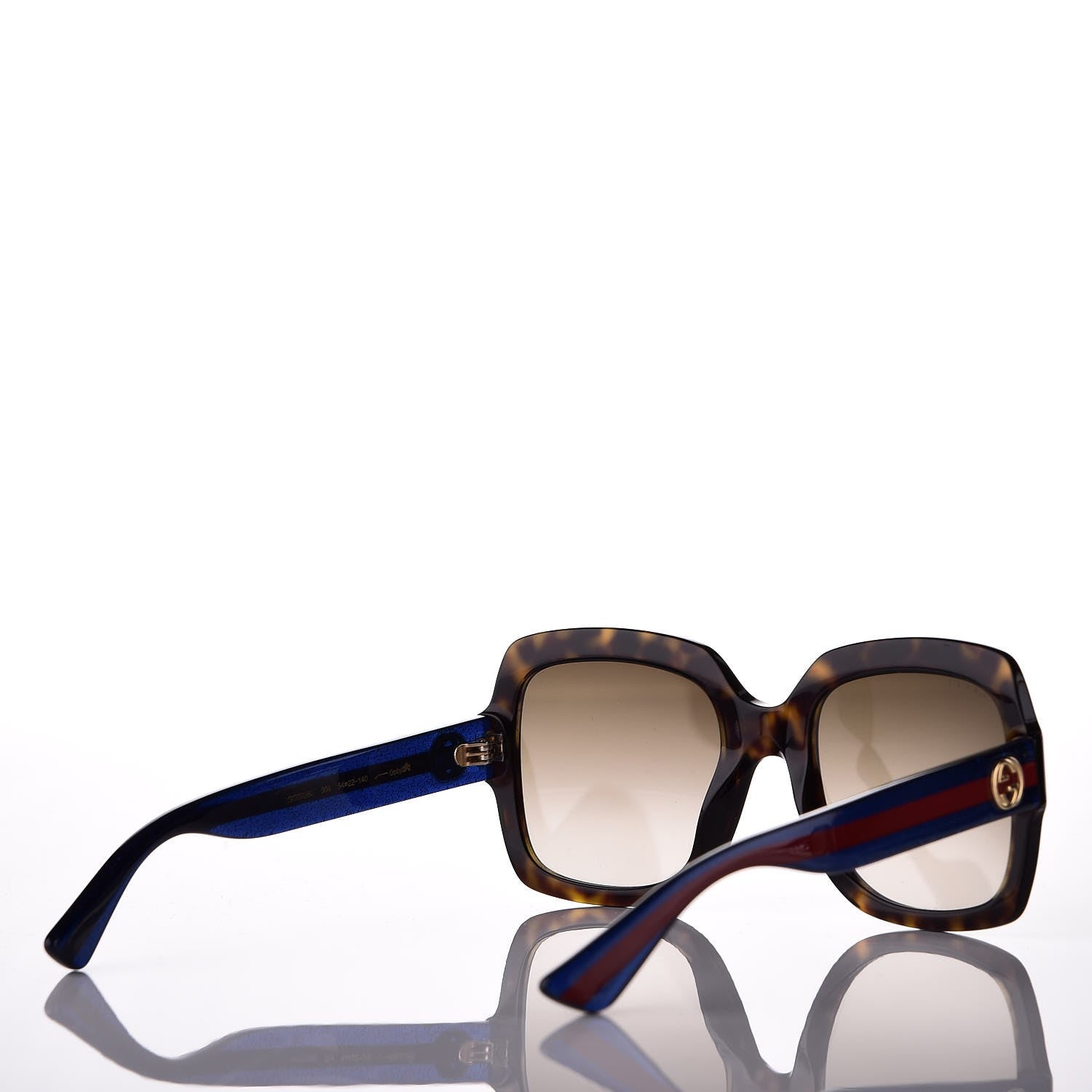 Gucci Oversize Square Web GG 0036S Sunglasses Tortoise 4 of 9