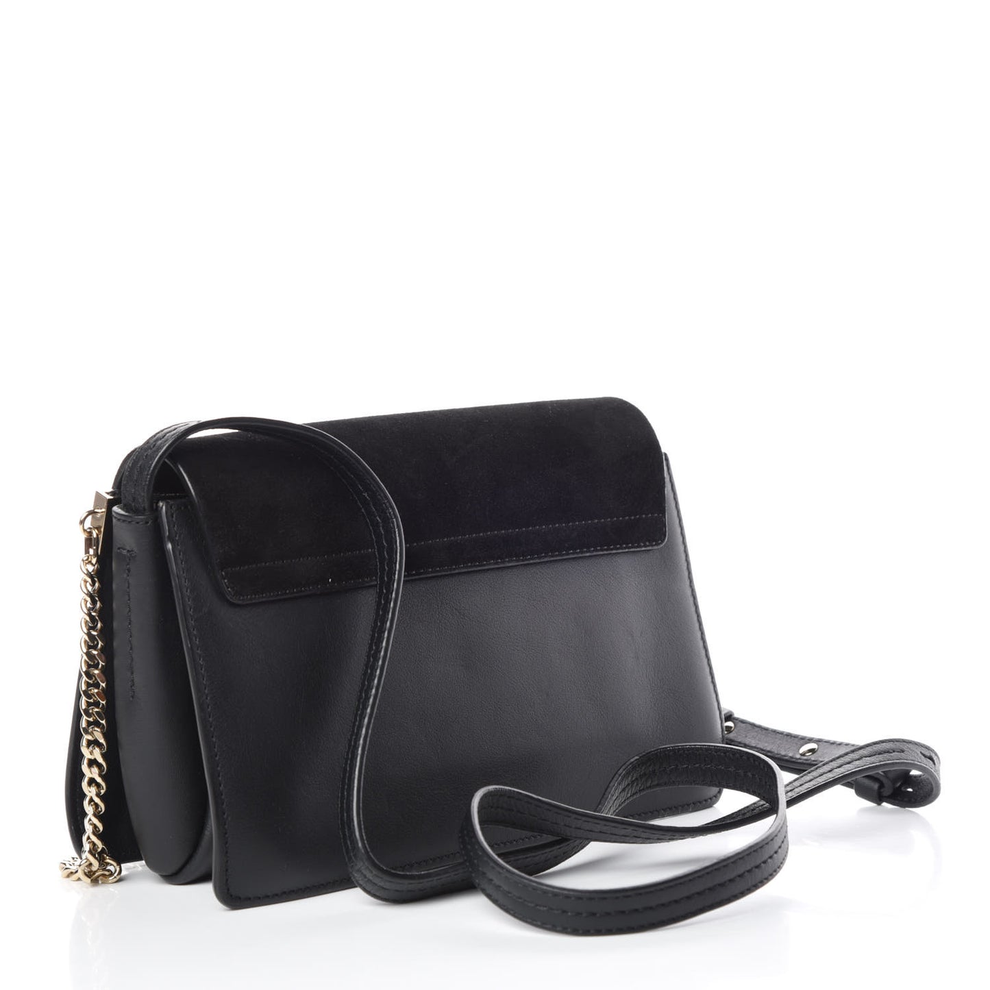 Suede Calfskin Small Faye Shoulder Bag Black