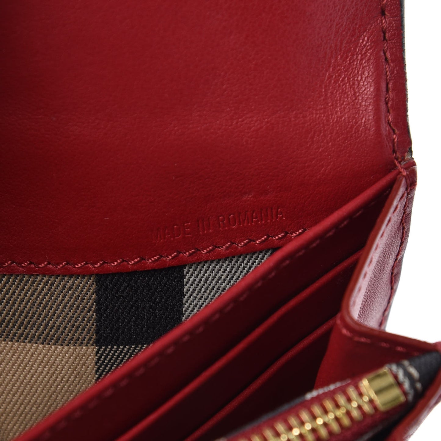 Grainy Leather Buckle Detail Flap Wallet Red