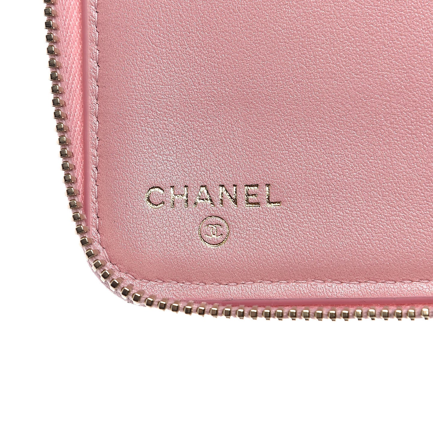 Iridescent Caviar Quilted Large Zip Around Organizer Wallet Pink