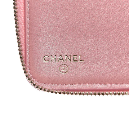 Chanel Iridescent Caviar Quilted Large Zip Around Organizer Wallet Pink 6 of 12