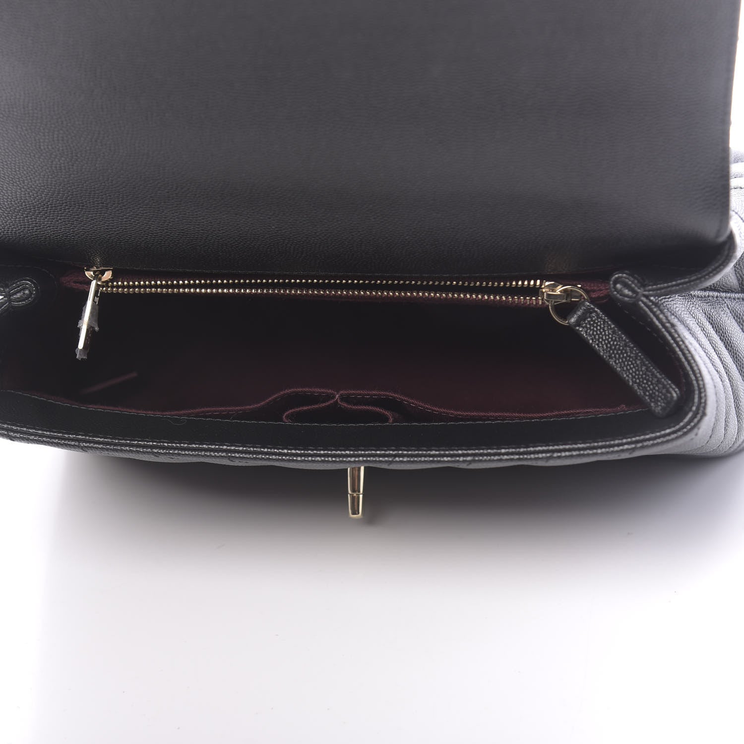 Chanel Caviar Chevron Quilted Small Coco Handle Flap Black 5 of 11