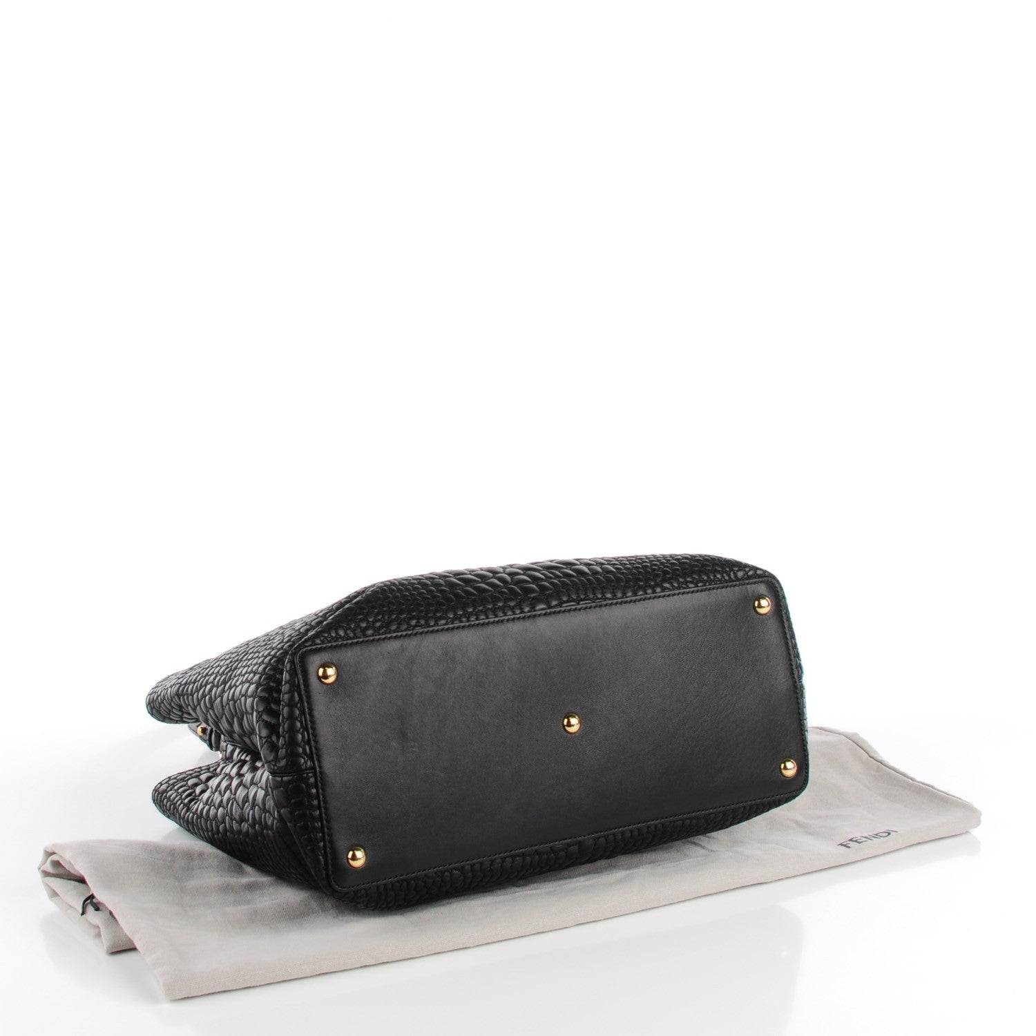 Fendi Nappa Crocodile Trapuntata Medium 2Jours Tote Black 5 of 10