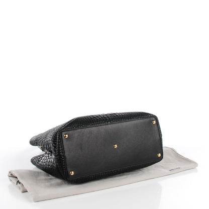 Fendi Nappa Crocodile Trapuntata Medium 2Jours Tote Black 5 of 10