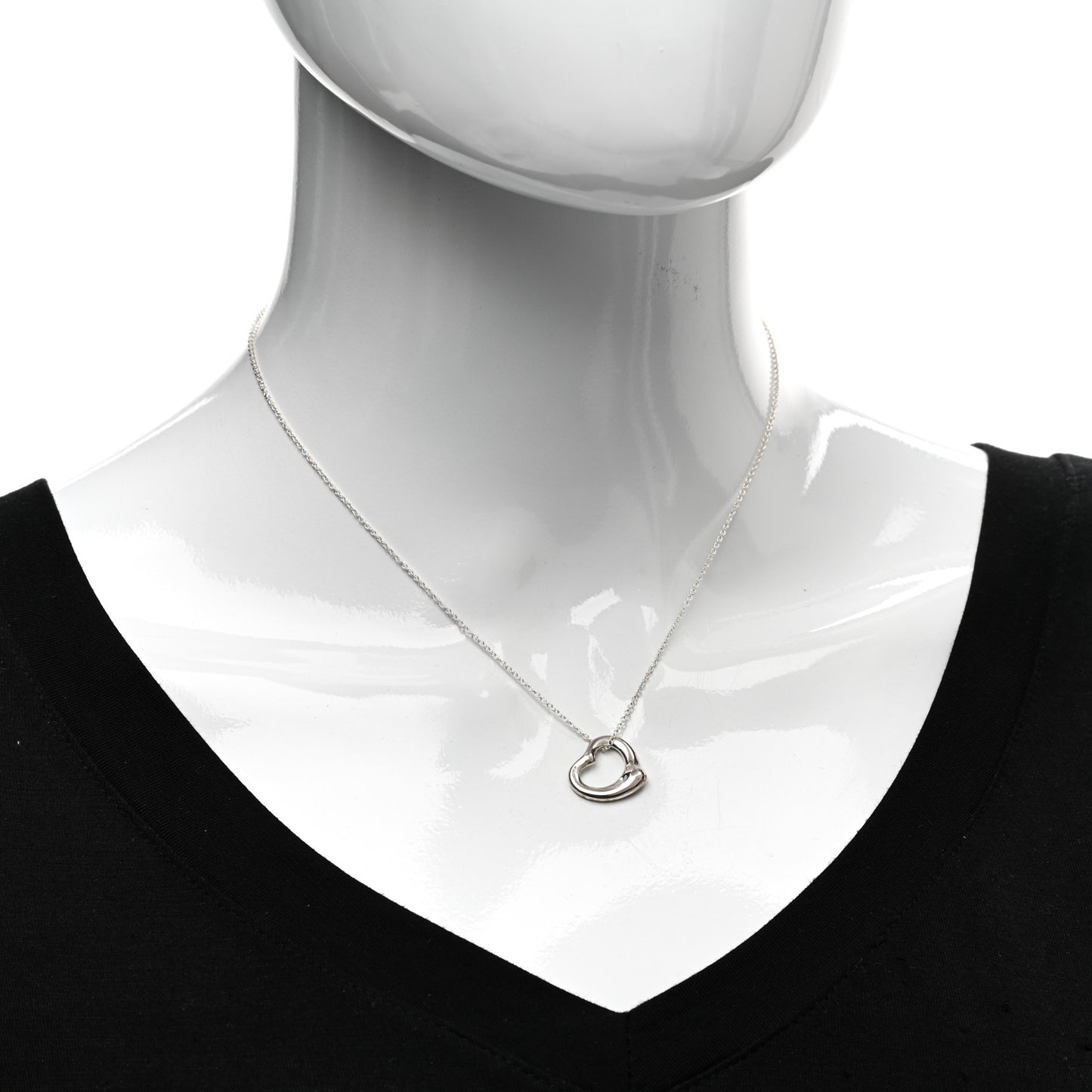 Sterling Silver 16mm Elsa Peretti Open Heart Pendant Necklace