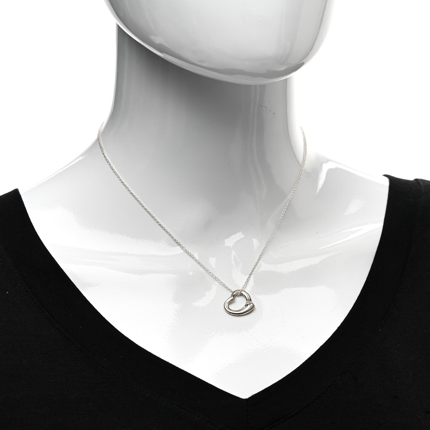 Tiffany Sterling Silver 16mm Elsa Peretti Open Heart Pendant Necklace 2 of 4