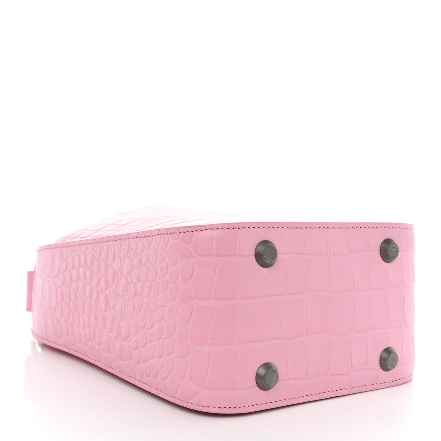 Calfskin Logo Crocodile Embossed XS Tool 2.0 North-South Tote Candy Pink White