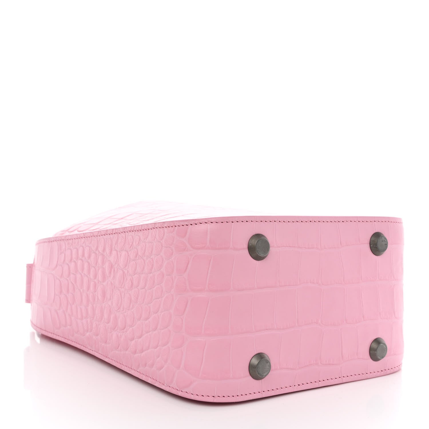 Balenciaga Calfskin Logo Crocodile Embossed XS Tool 2.0 North-South Tote Candy Pink White 5 of 9