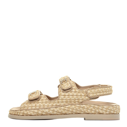 Chanel Braided Fabric Velcro Dad Sandals 39 Beige 1 of 11