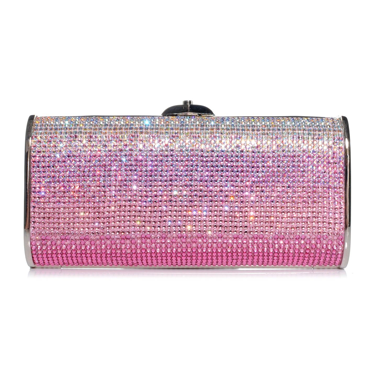 Crystal Degrade Minaudiere Clutch Pink