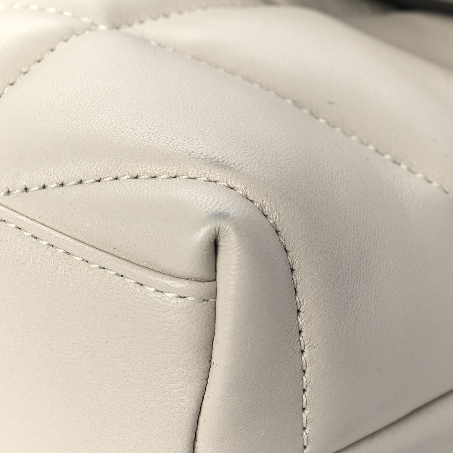 Lambskin Quilted Toy Loulou Puffer Monogram Chain Satchel Crema Soft