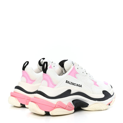 Balenciaga Fabric Mesh Washed Effect Womens Triple S Sneakers 35 Pink White Black 4 of 7