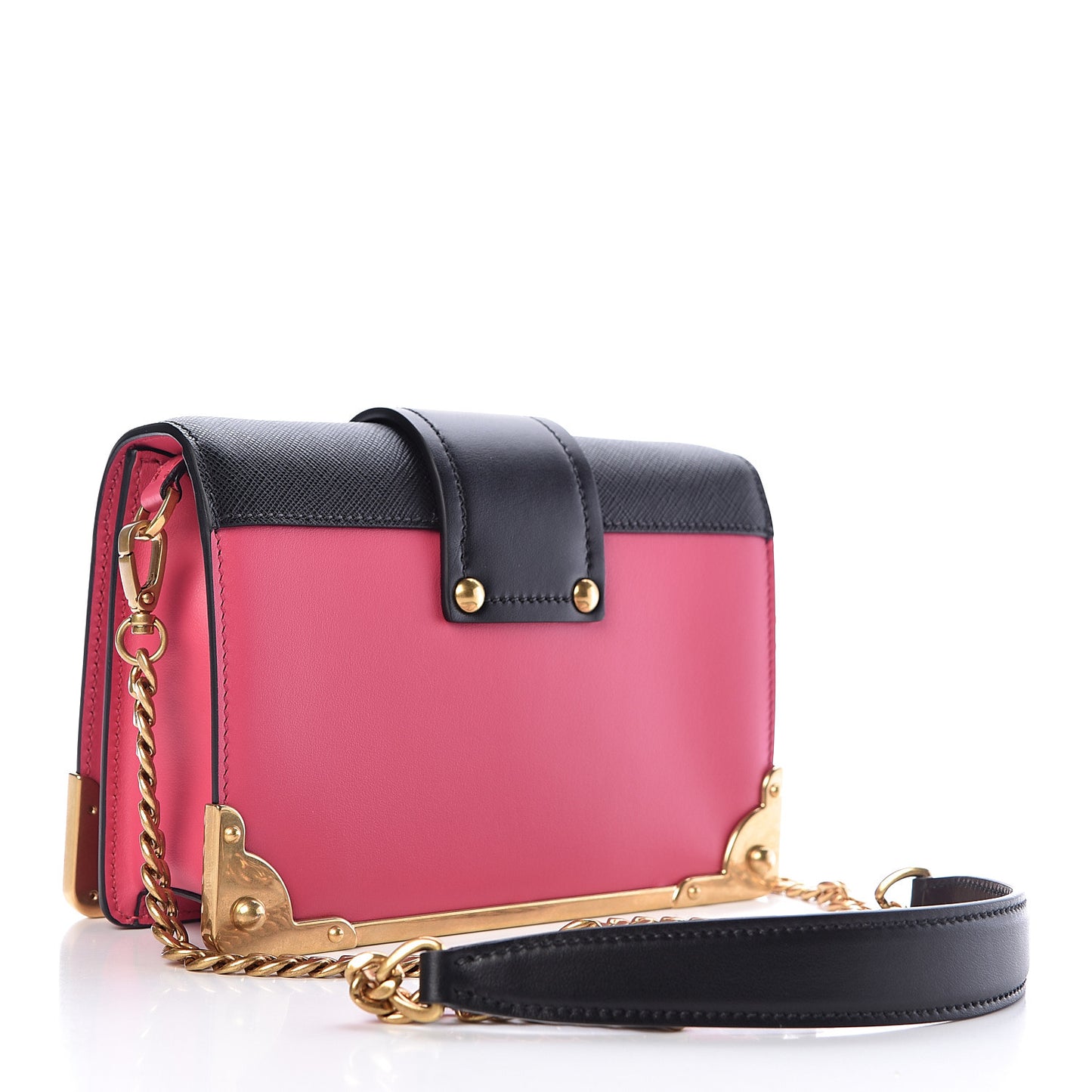 City Calf Saffiano Cahier Bag Magenta Black