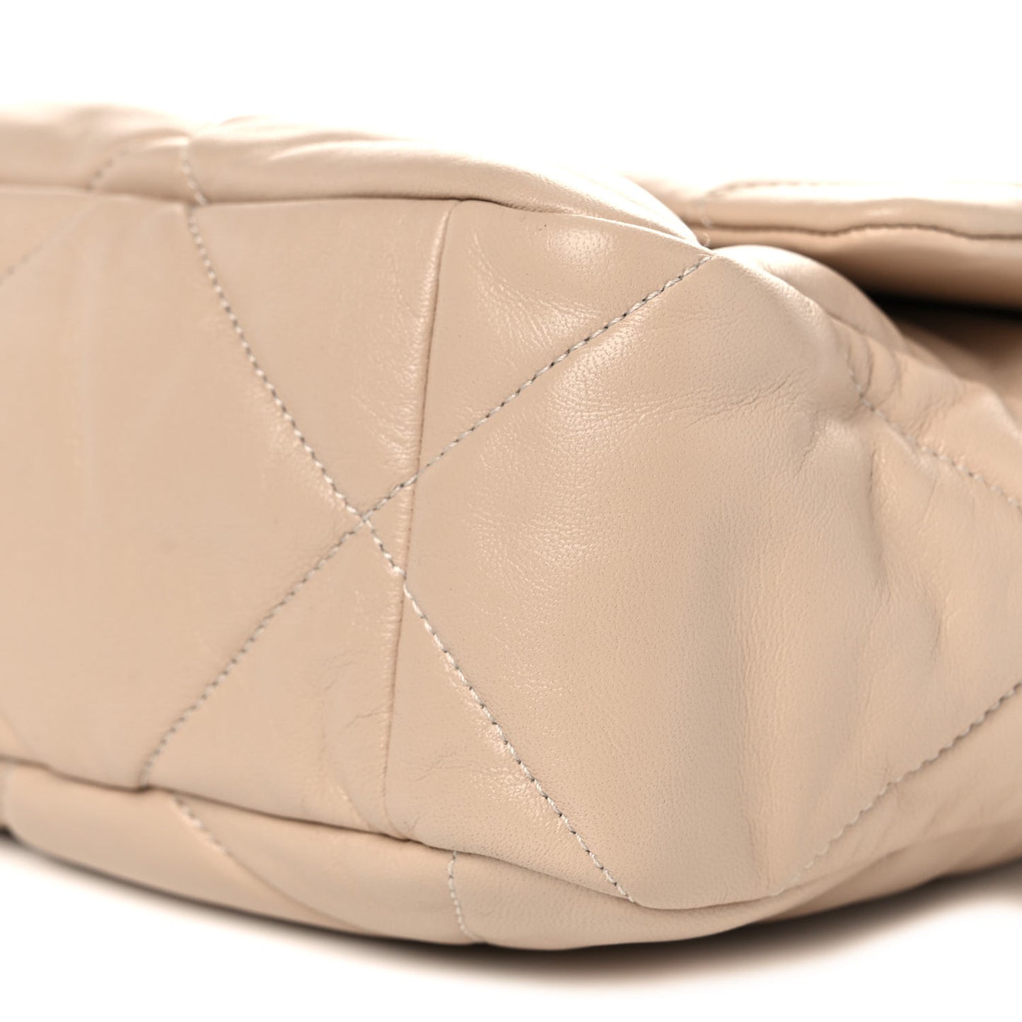 Lambskin Quilted Large Chanel 19 Flap Beige