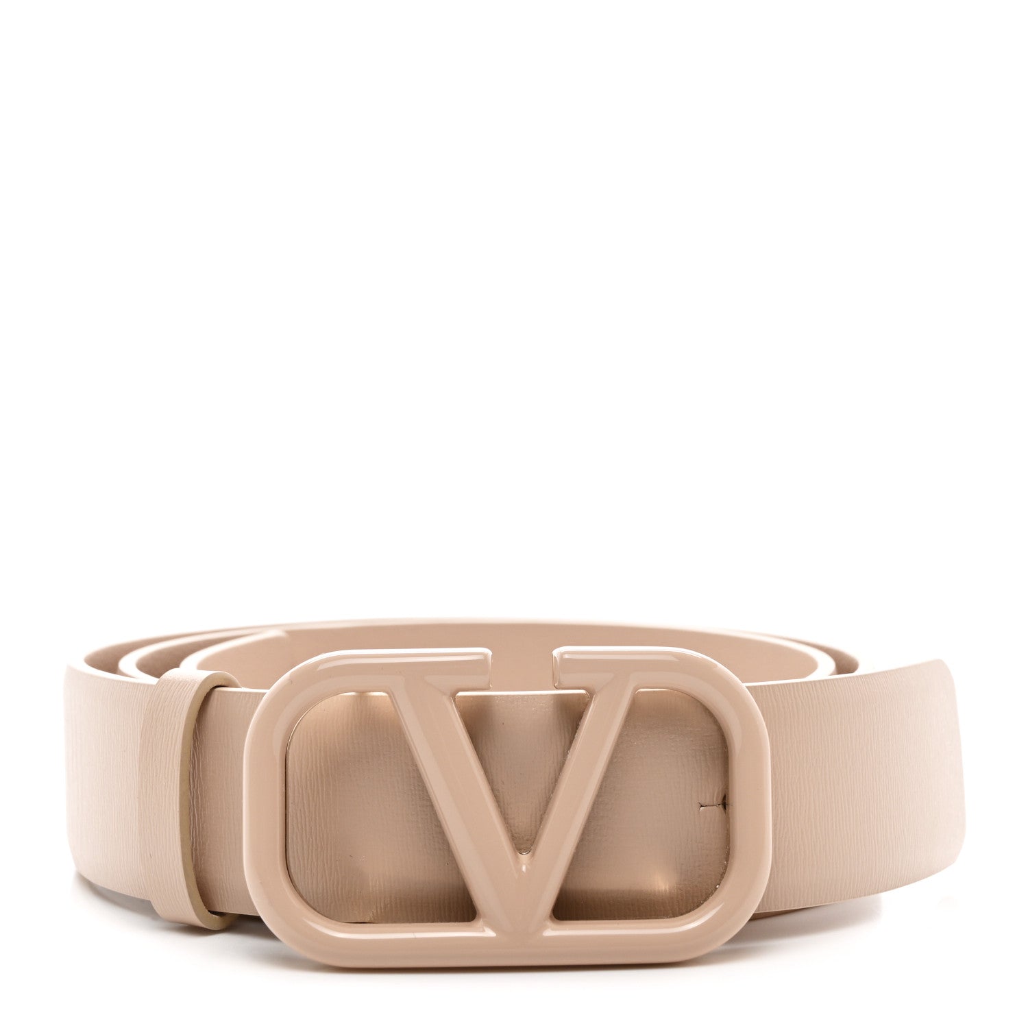 Valentino Garavani Glossy Calfskin Monochrome VLogo Belt 70 28 70 28 Rose Cannelle 1 of 5