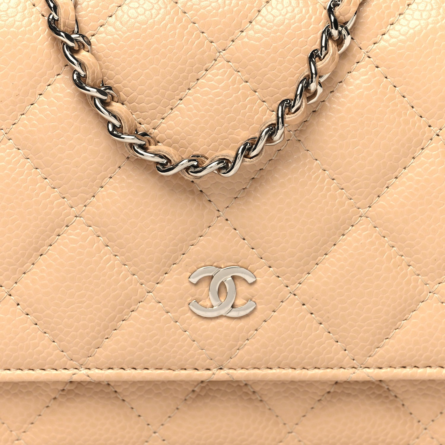 Chanel Caviar Quilted Wallet on Chain WOC Beige Clair 8 of 10