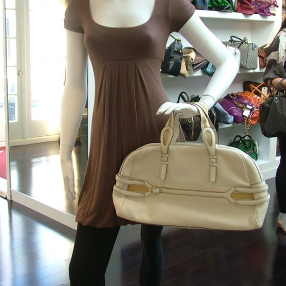 Leather Signature XL Bowler Ivory