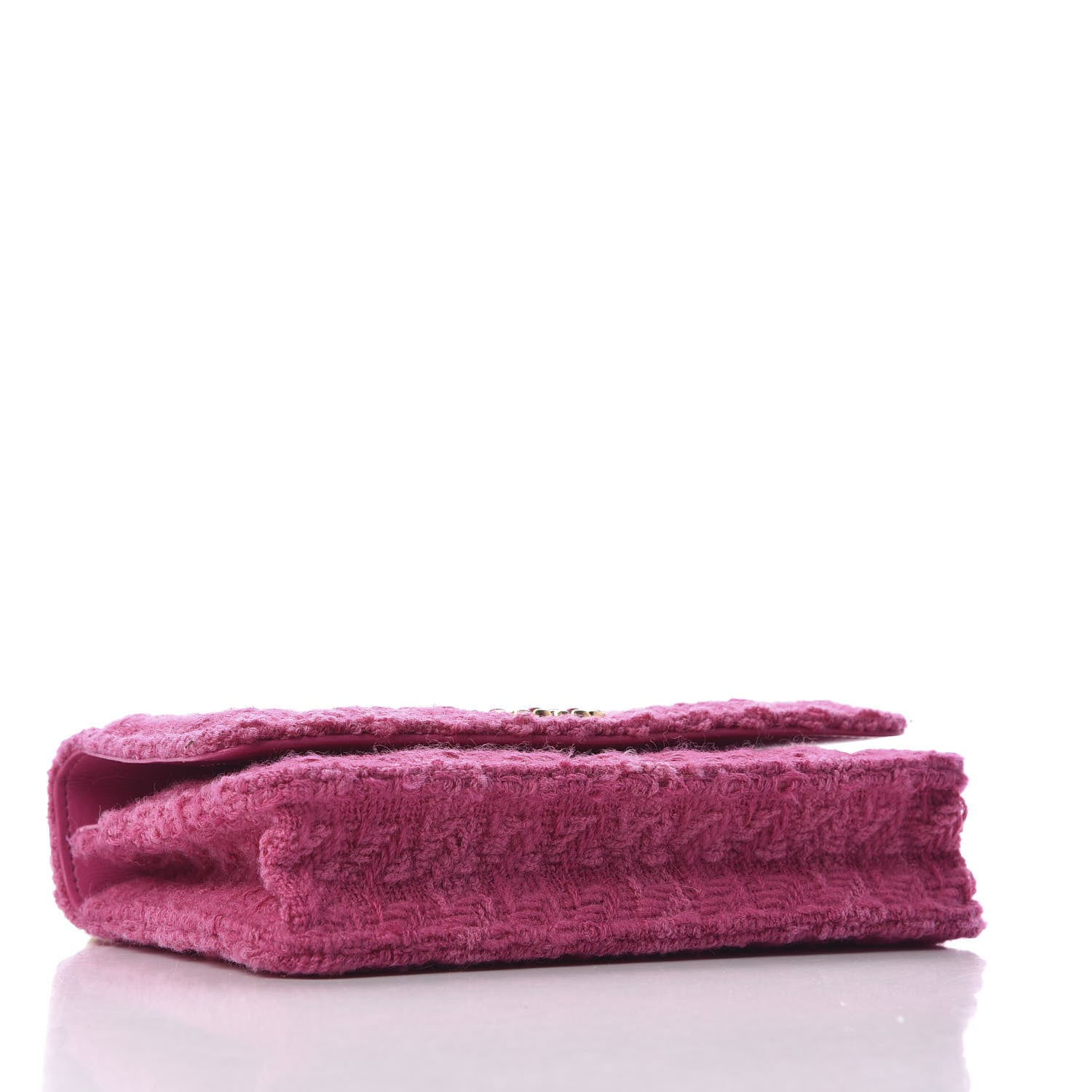Chanel Wool Tweed Lambskin Quilted 19 Wallet On Chain WOC and Coin Purse Fuchsia 4 of 14