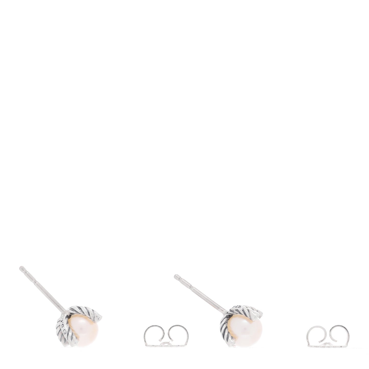 Sterling Silver Diamond Pearl 6-6.5mm Cable Stud Earrings