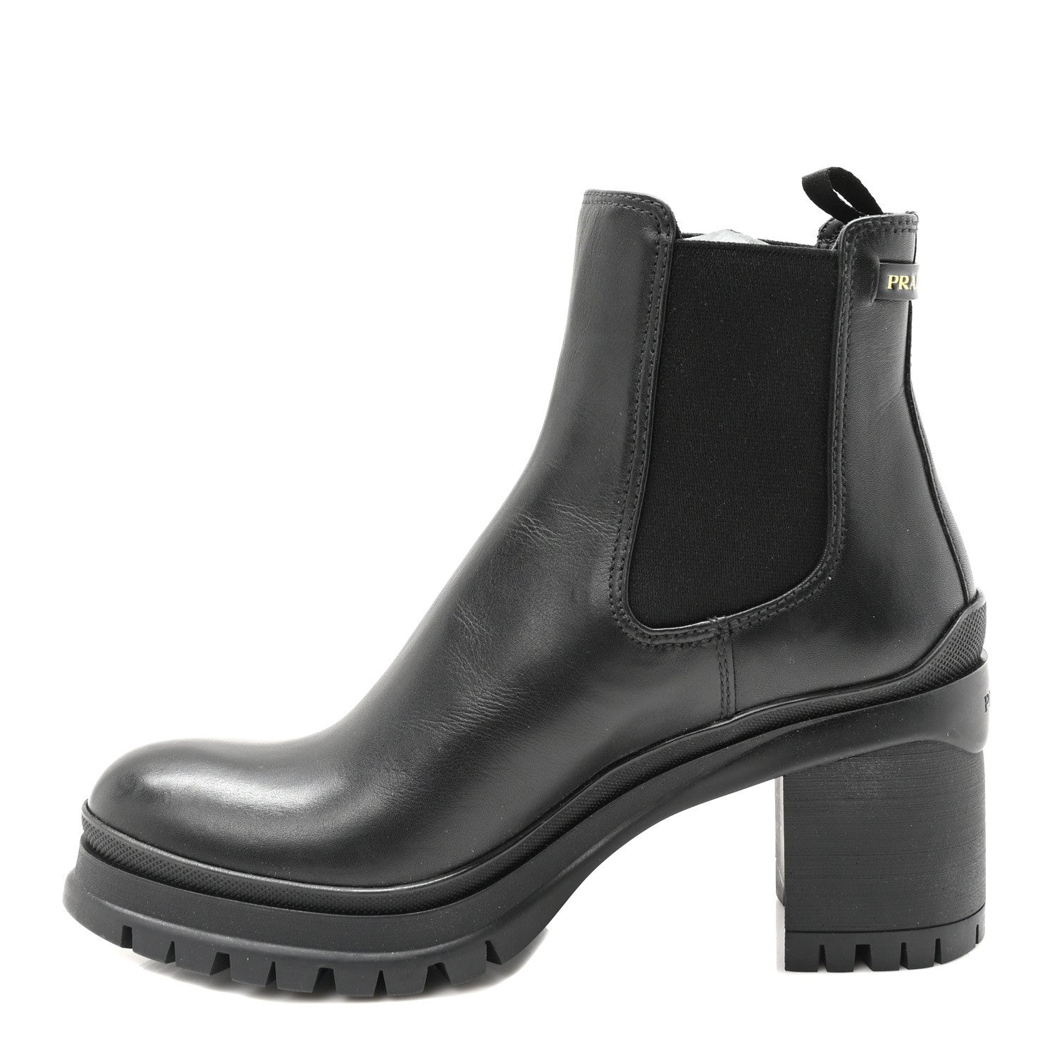 Prada Vitello Montana Lug Sole Chelsea 55mm Boots 39 Black 1 of 9